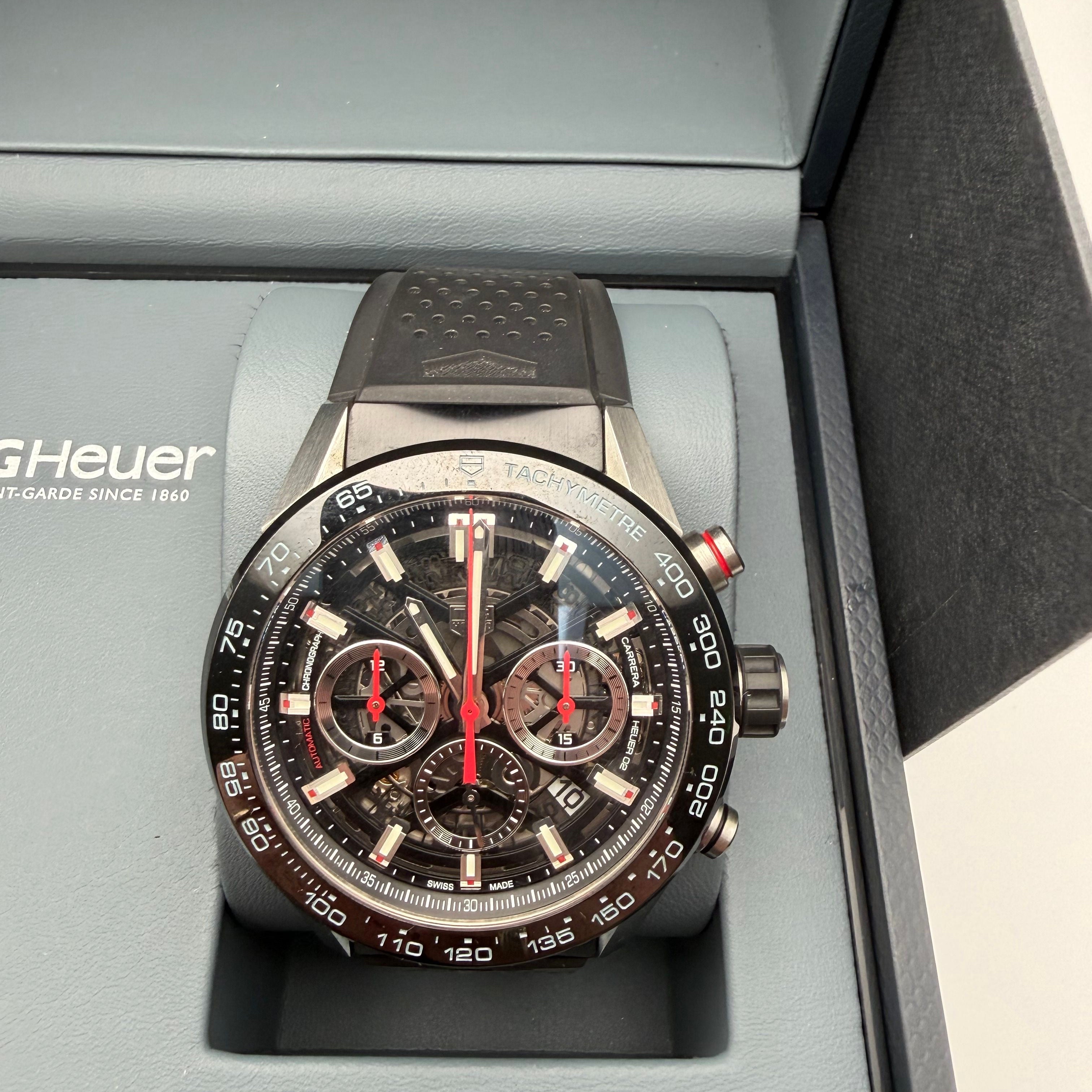 Men's TAG Heuer Carrera Watch CBG2A10.FT6168 45mm Skeleton