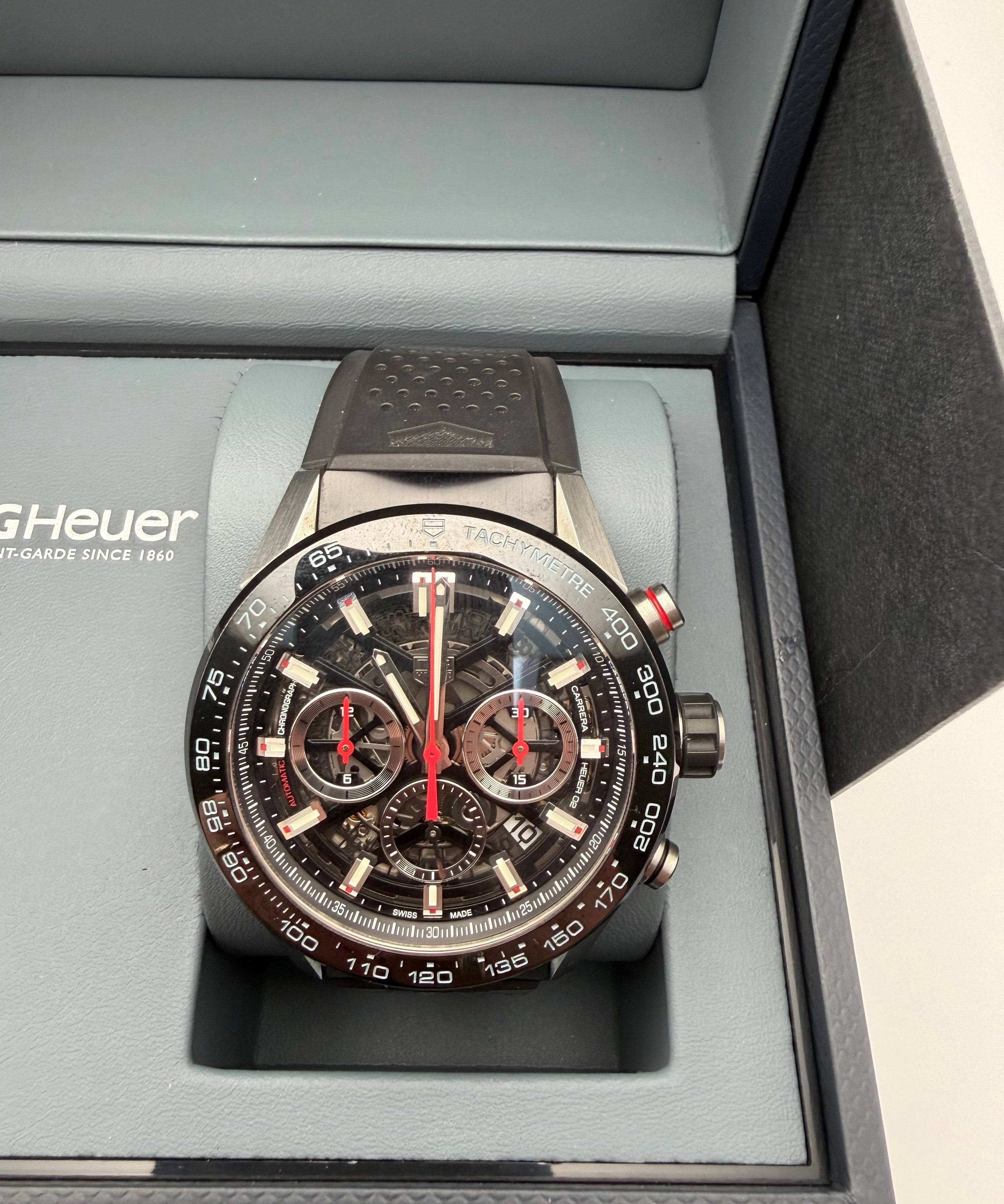 Men's TAG Heuer Carrera Watch CBG2A10.FT6168 45mm Skeleton