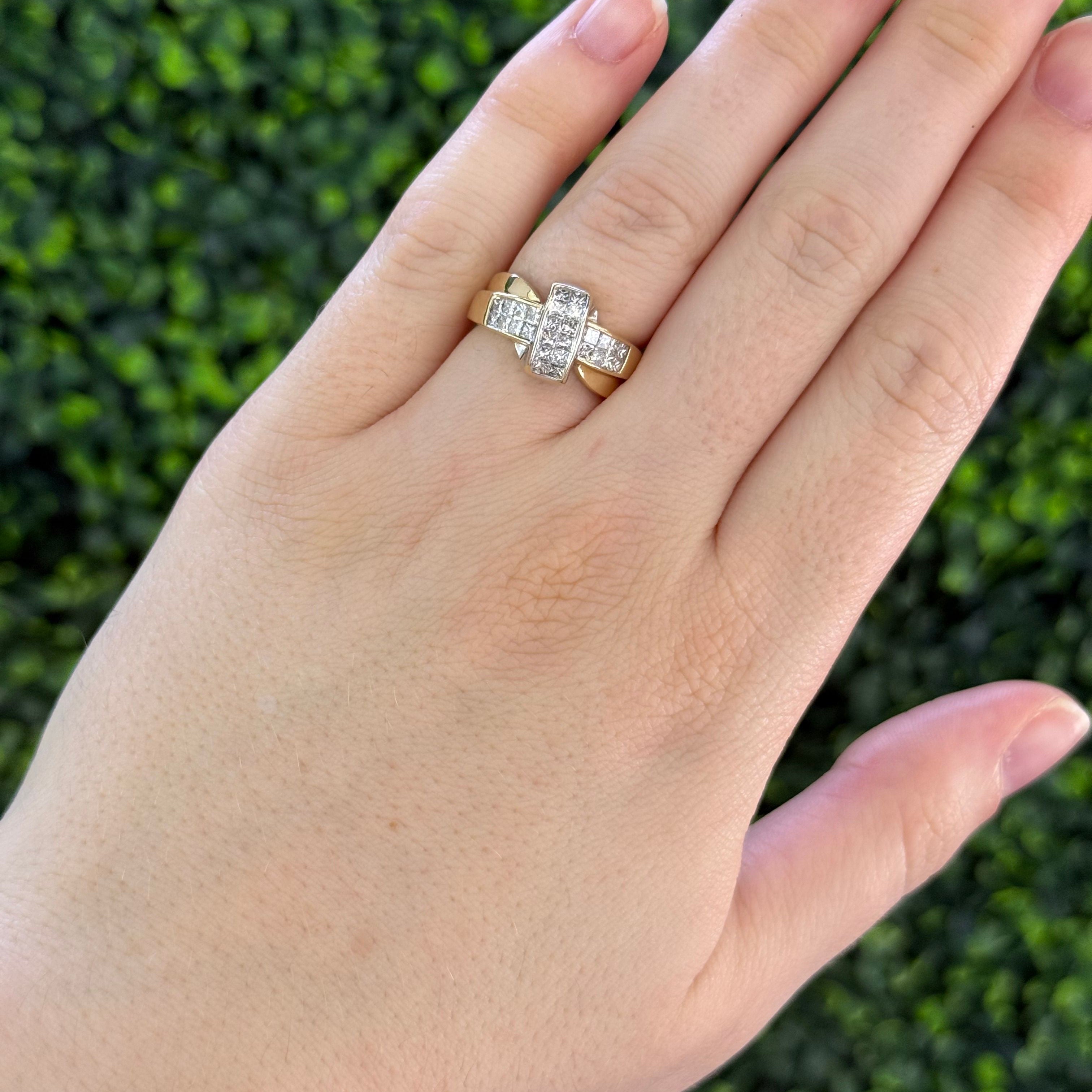 Princess Invisible Set Crossover Ring 14KYG
