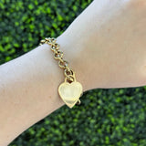 7.5" Tiffany & Co Rolo Bracelet W/ Heart Charm 14KYG