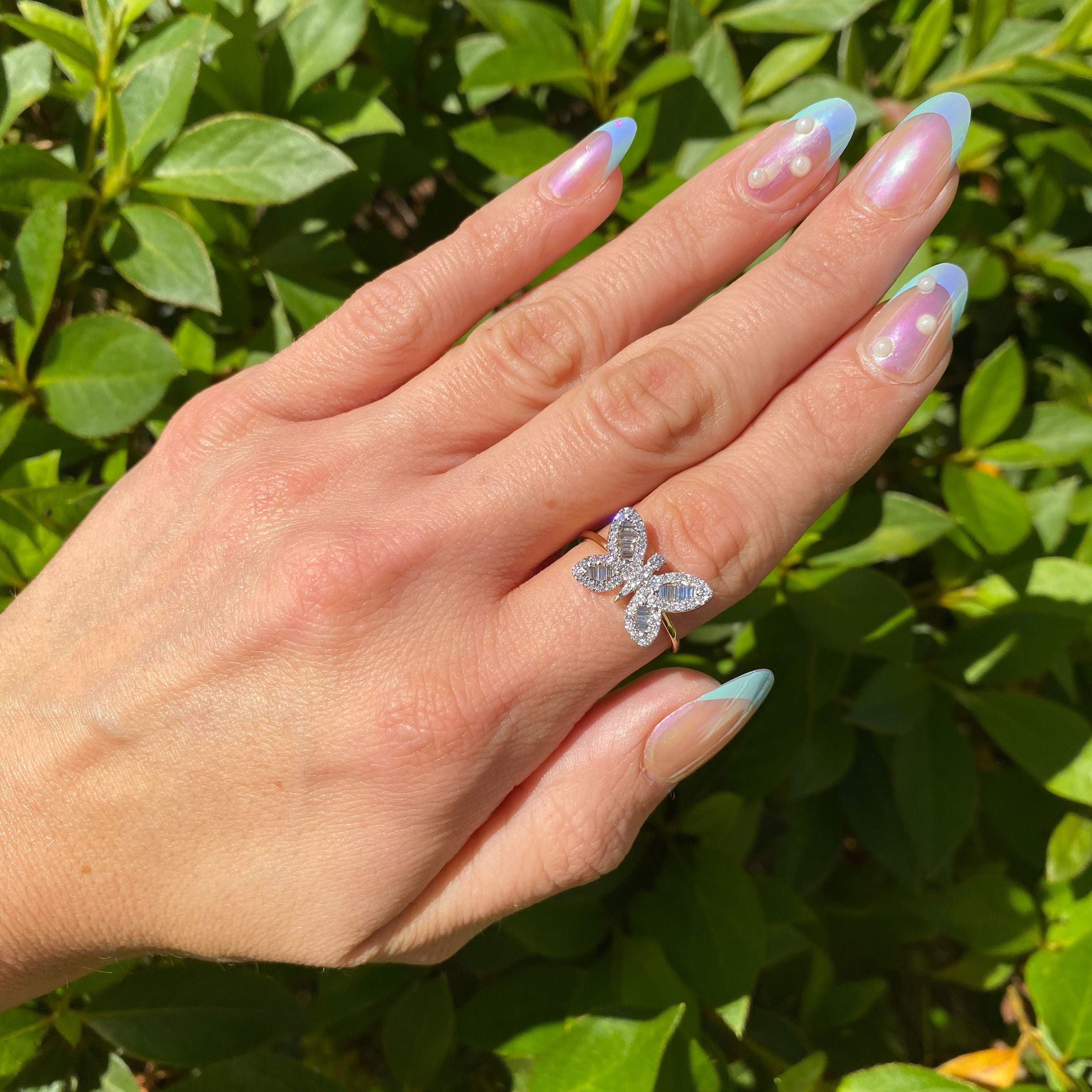 Butterfly RD/Bag Diamond Fashion Ring 1cttw 14KYG