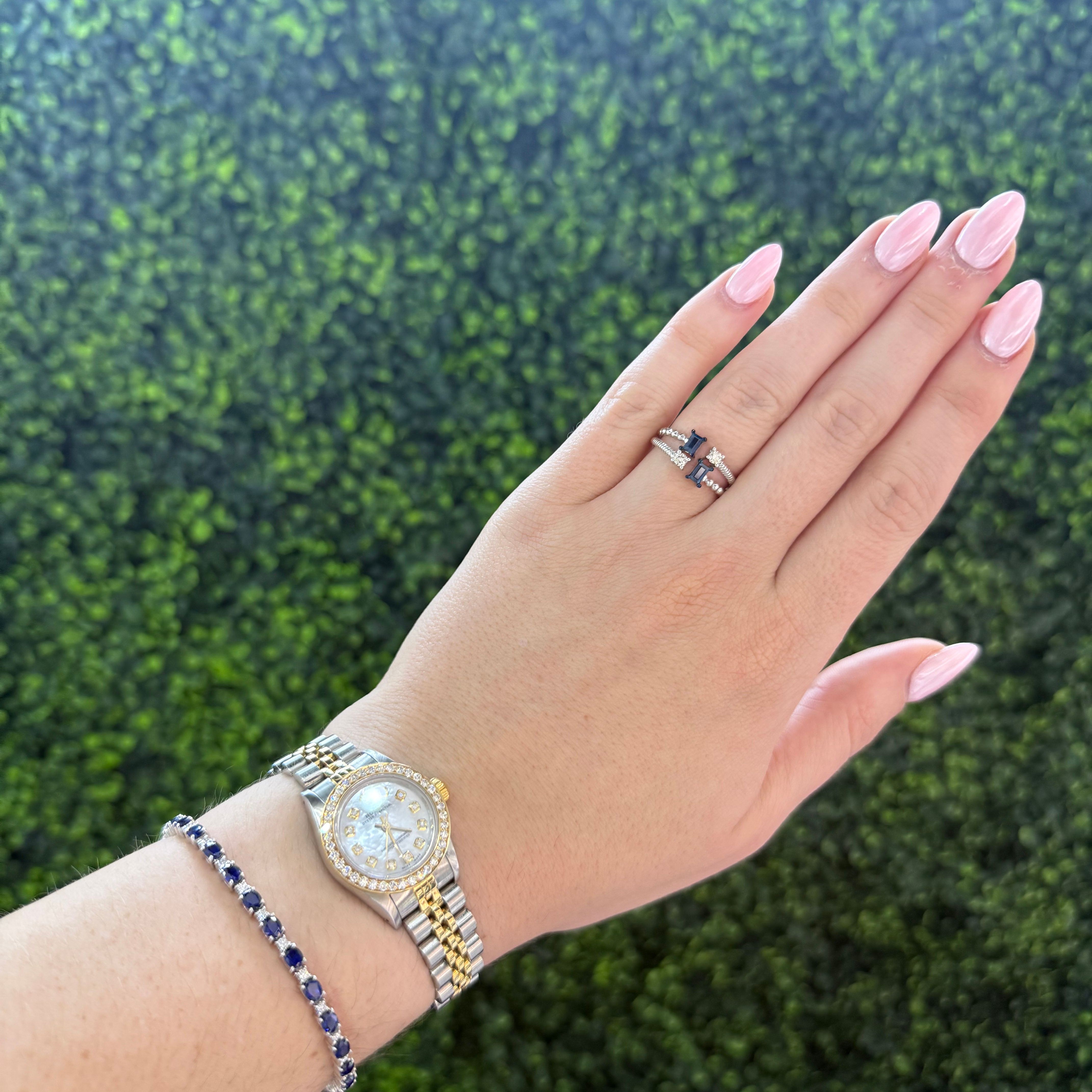 Open Shank Sapphire & Diamond Ring 14KWG