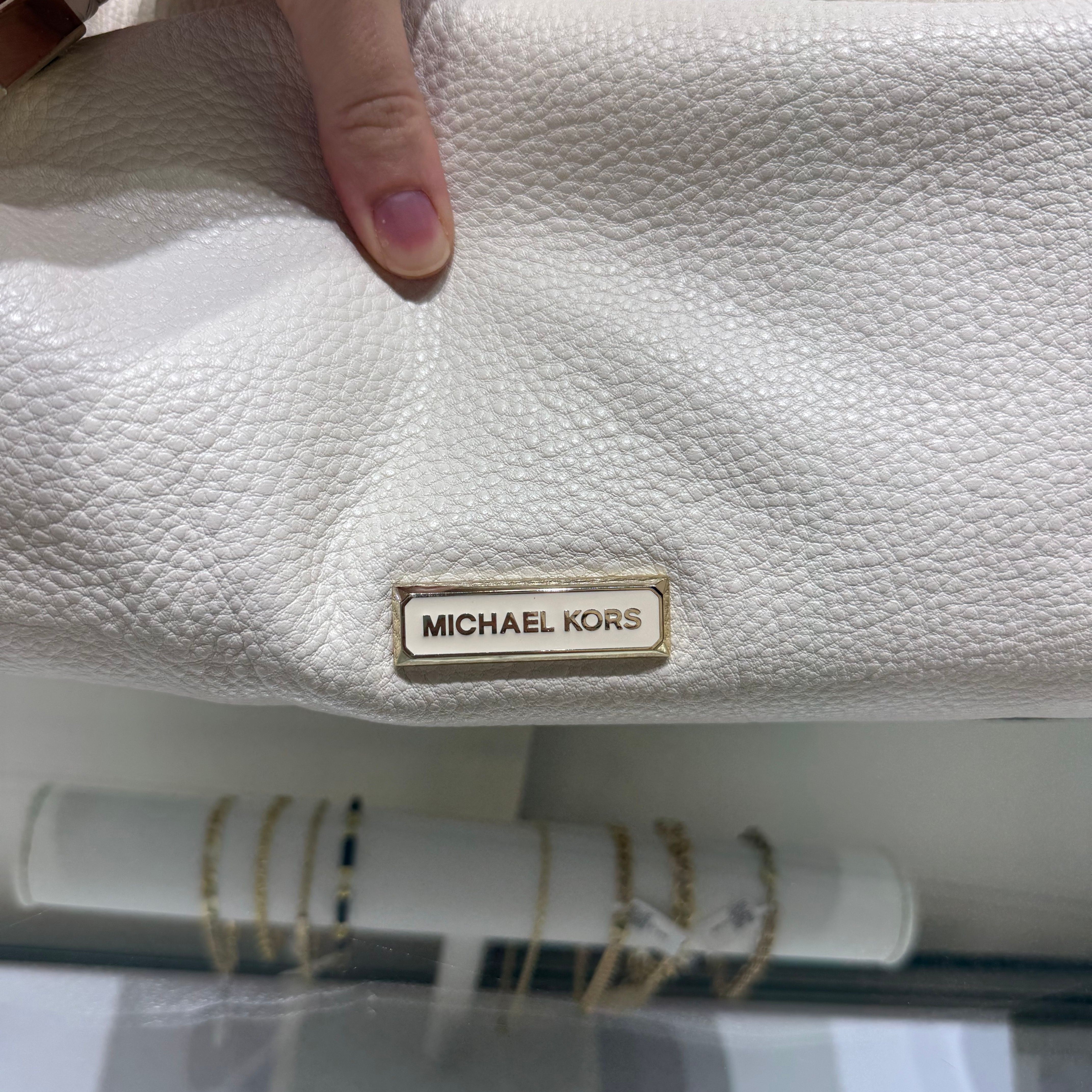 Michael Kors White Leather Hobo Braided Handbag