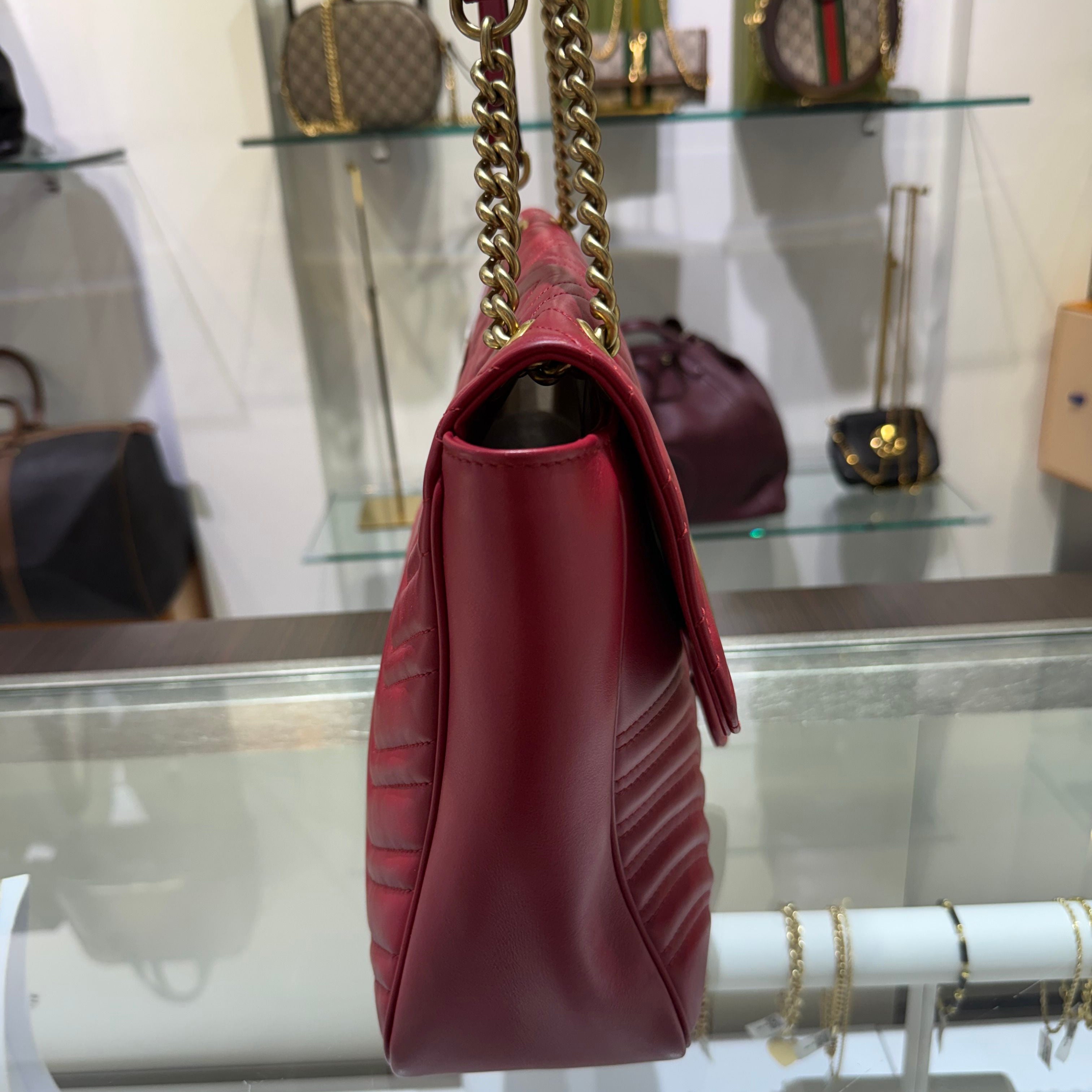 Gucci Red Marmont GG Large Matelasse