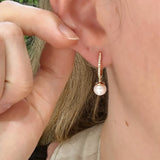 Pearl & Dia 0.20ctw Drop Hoop Earrings 14KYG