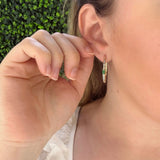 1.25" Emerald & Dia Hoop Earrings 14KYG