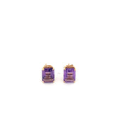 14k YG Emerald & Amethyst Earrings 4ctw 0.9dwt