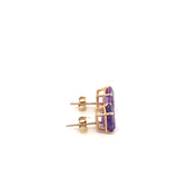 14k YG Emerald & Amethyst Earrings 4ctw 0.9dwt