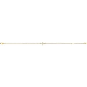 7.5-6.5" Adjustable Sideways Dia Cross Bracelet 0.20ctw 14KYG