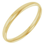 14K Yellow Gold 2 mm Comfort-Fit Half Round Band Size 6.5