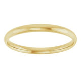 14K Yellow Gold 2 mm Comfort-Fit Half Round Band Size 6.5