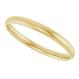 14K Yellow Gold 2 mm Comfort-Fit Half Round Band Size 6.5