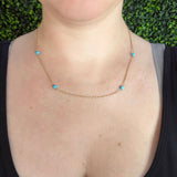 18-20" Turquoise 4 Station Necklace 14KYG